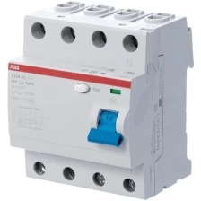 F204 AC 100/30 Блок утечки тока 4-полюсный, 100A. 30mA, тип АC (УЗО) ABB, 2CSF204001R1900