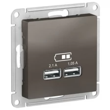 Розетка ATLASDESIGN USB 5В 1 порт x 2,1 А 2 порта х 1,05 А механизм мокко (ATN000633)