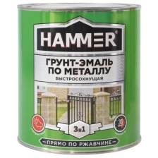 Грунт-эмаль по ржавчине 3 в 1 HAMMER, б/с, красно-коричневая 2,7 кг