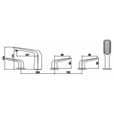 ROSE Смеситель на борт ванны Rose R1312F белый/ хром