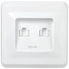 Розетка компьютерная встраиваемая 2xRJ45 Cat5e IEK Вега, IP20, белая