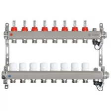 Коллекторная группа для теплого пола TAEN 1x3/4x8 вых. с расходомерами, регулир.клапанами, ручным воздух-ом, сливным краном и регулируемыми кронштейнами (нерж.сталь)