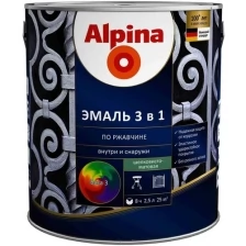 Грунт-эмаль по ржавчине Alpina 3 в 1, база 3, бесцветная, 2,5 л